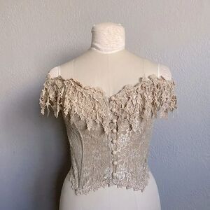 Fanny Vintage 80’s Corset Off The Shoulders Button Down Mocha Size M U.S.A